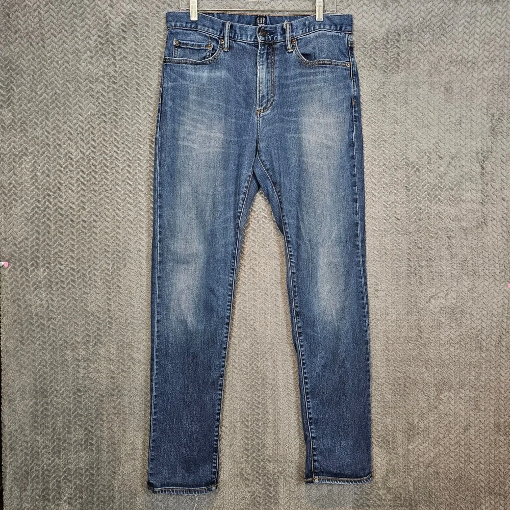 Gap Denim Mens 32x32 Slim Fit Blue Jeans Medium Wash‎ Stretch Lyocell Blend